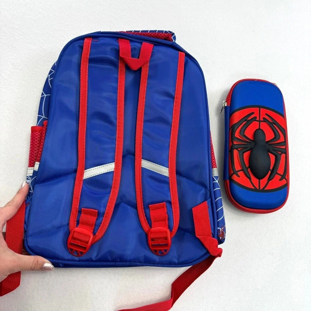 Marvel Spiderman Kids Backpack and Pencil Case Set 3D Molded Red Blue School Bag